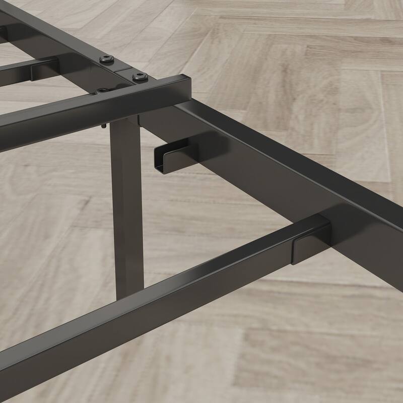 Dark Gray Full Size American Metal Platform Bed with Charger