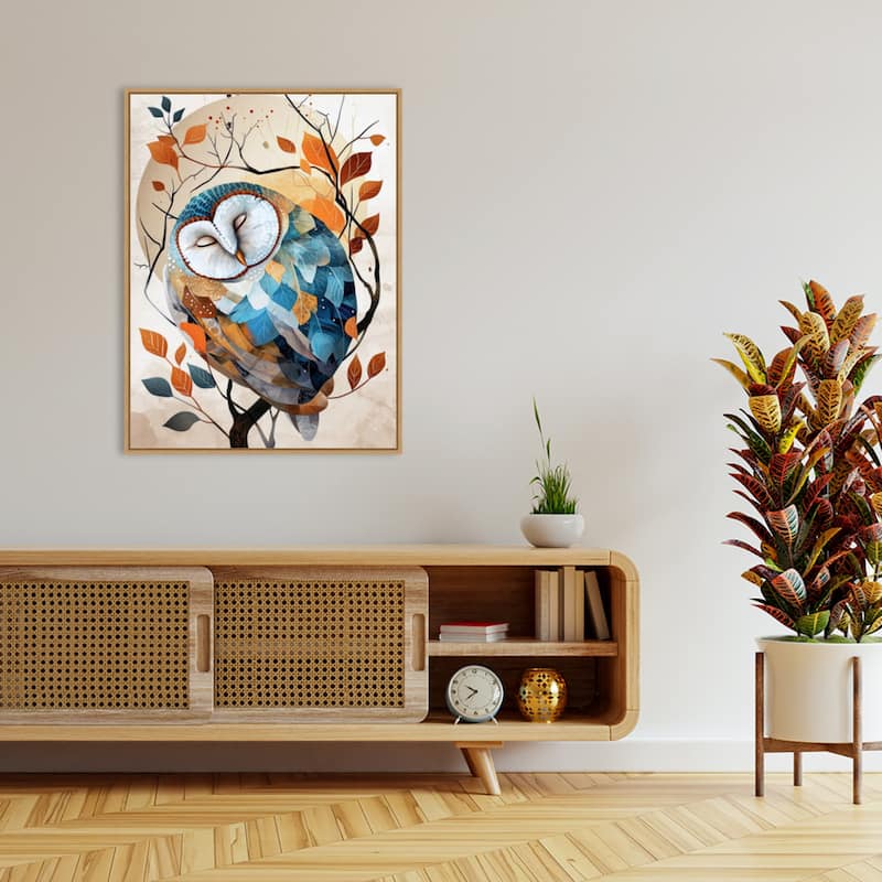Owl Watercolor Animal Art by Justyna Jaszke Framed Canvas Wall Art
