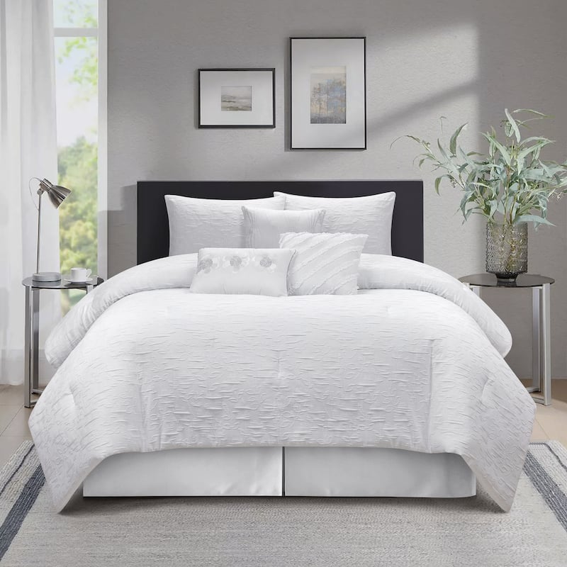 Nanshing Coleen 7 Piece Textured Botanical Comforter Set - California King
