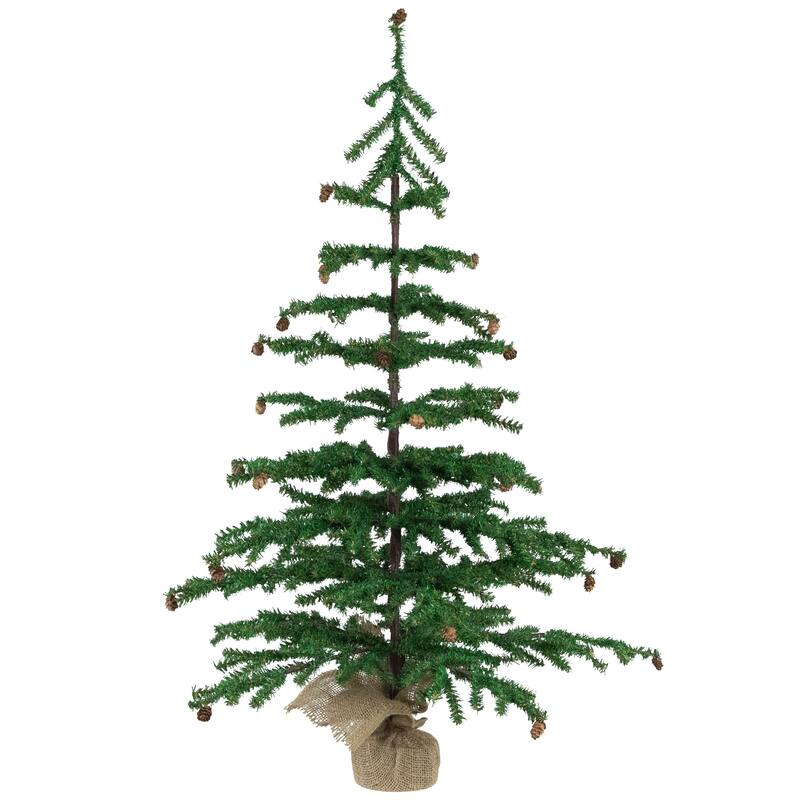 Medium Artificial Christmas Tree with Mini Pine Cones in Burlap Base - 3' - Unlit - 3 Foot