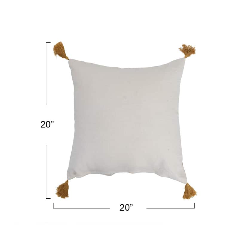 Cotton Pillow with Pattern and Tassels