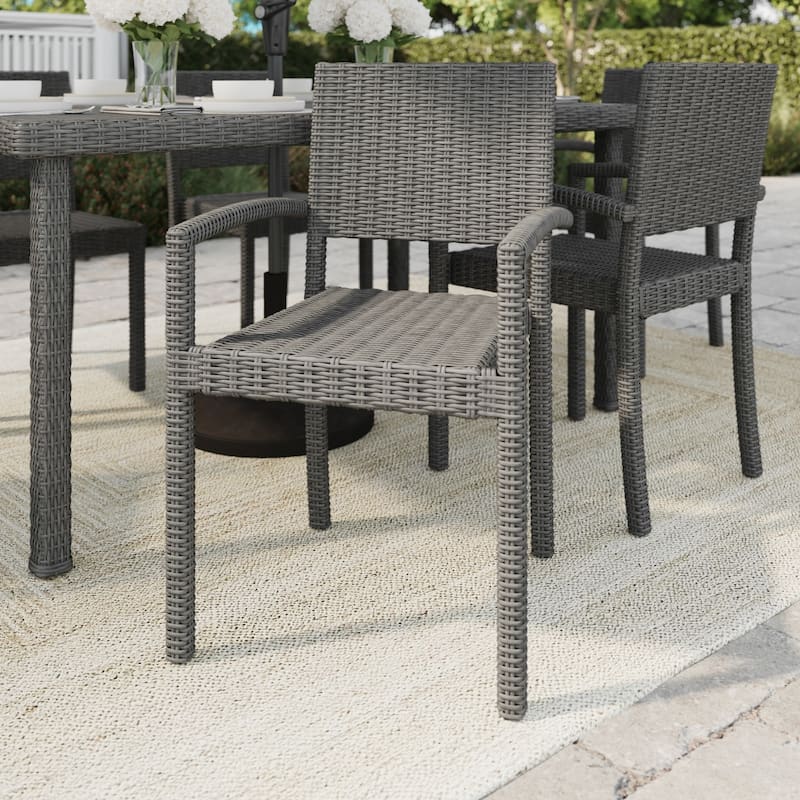 Martha Stewart 2PK Outdoor Rattan Wicker Stackable Dining Armchairs - 21"W x 22.5"D x 33.5"H