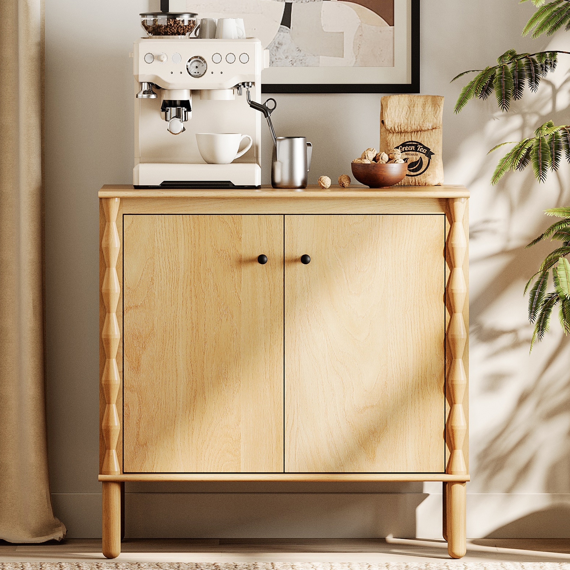Sideboard Buffet Cabinet with Storage, Narrow Console Table with Adjustable Shelf & Soft-Close Doors