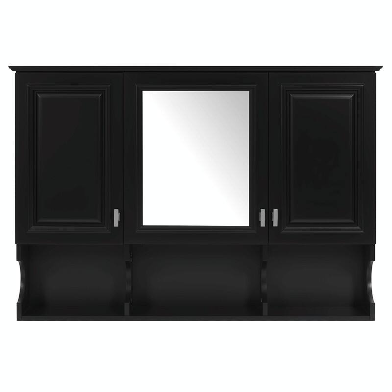 41-Inch Mirror Medicine Cabinet with Open Shelves, Wall-Mounted Storage with Doors & Mirror