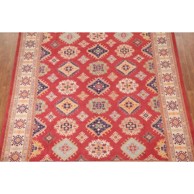 Geometric Kazak Rug Handmade Oriental Wool Carpet - 8'1"x 9'9"