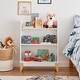 preview thumbnail 15 of 16, Danya B. Steiner White 3-Tier Kids Book or Toy Figure Display Unit Freestanding Bookshelf with Contrasting Wood-Toned Legs