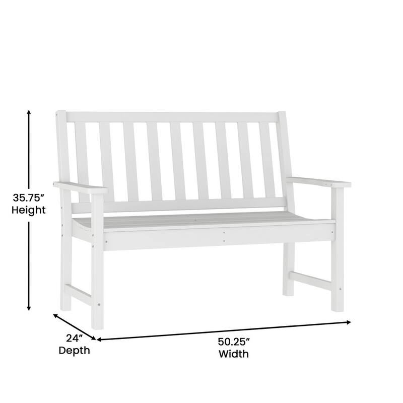 Indoor-Outdoor Recycled HDPE Bench with Contoured Seat and Integrated Arms