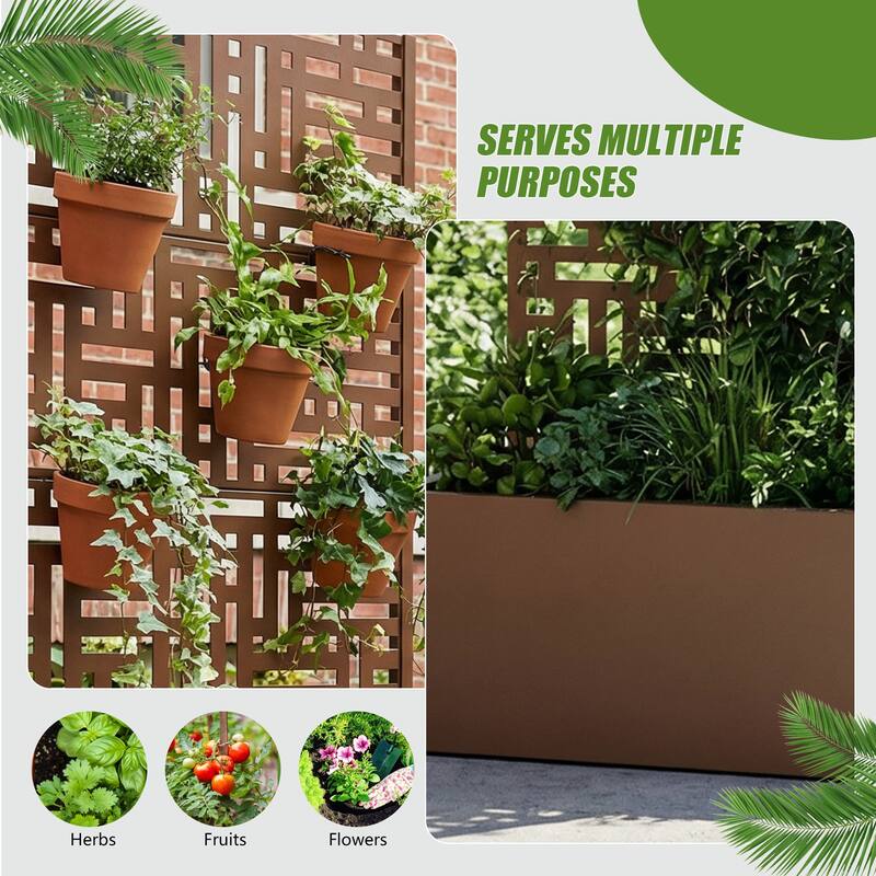 Galvanized Planter Box with Trellis & Privacy Screen