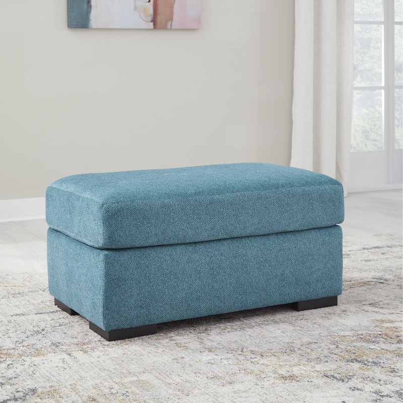 Roundhill Furniture Clareen Upholstered Ottoman - Blue