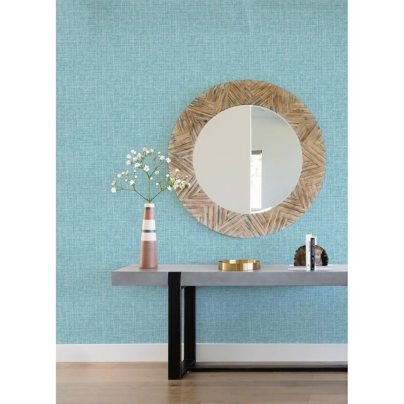 A-Street Prints Emerson Light Blue Faux Linen Wallpaper