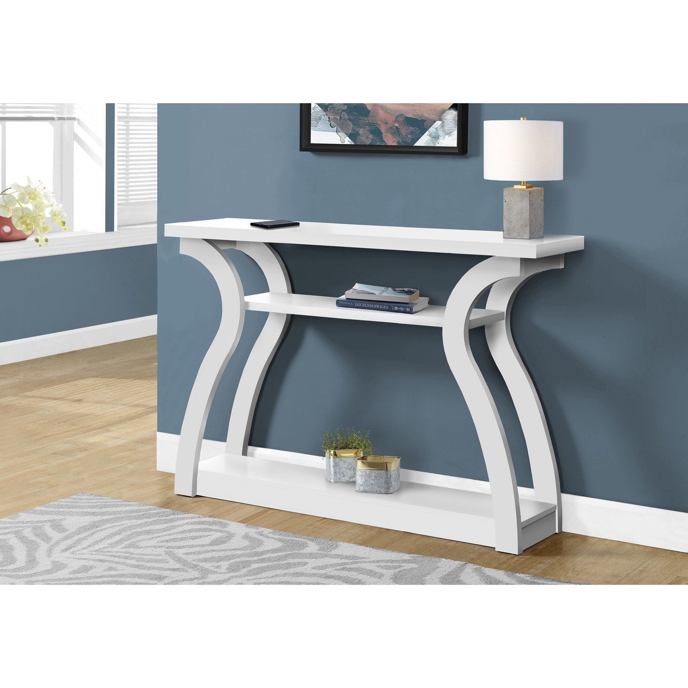Narrow Accent Console Table With Laminate Top For Modern Living Room And Entryway