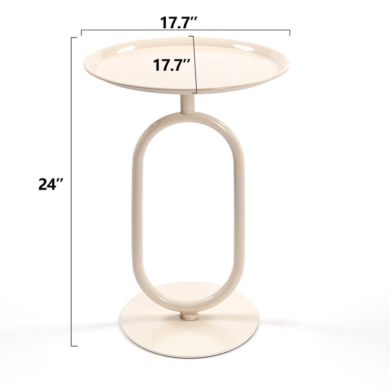 Lantern-shaped Metal End Table, Small Round Side Table, Modern Coffee Drink Cocktail Table