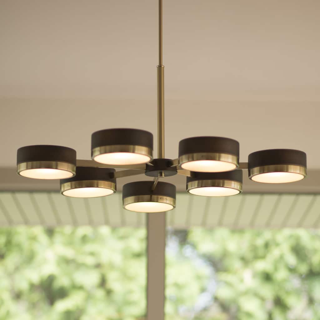 Madison 7 Light Bronze Mid-Century Modern Chandelier - 35.5-in W x 20.25-in H x 34.75-in D