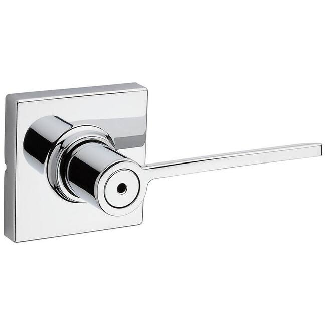 Kwikset Ladera Privacy Door Lever Set with Square Rose - Bright Chrome