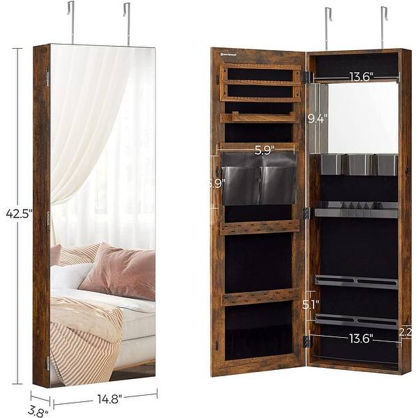 Lockable Jewelry Armoire, WallMounted Storage Organizer with