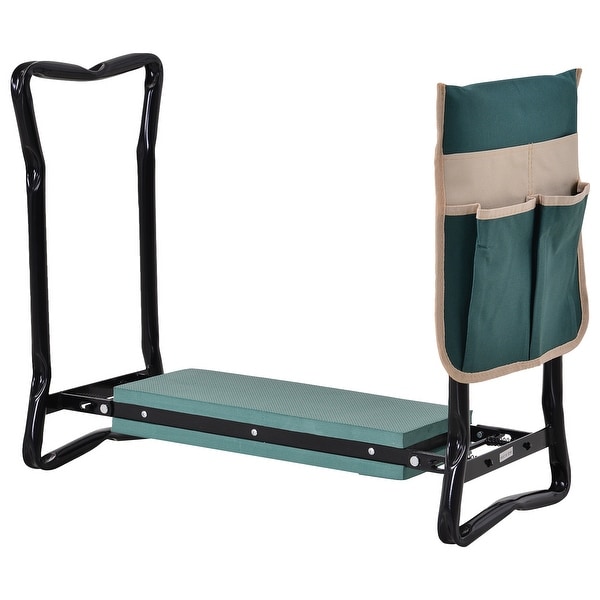 Outsunny Garden Kneeler Seat Stool Bench Kneeling Pad And 1 Large Side Tool Pouch Easy Folding Design For Transport Storage On Sale Overstock 31098765