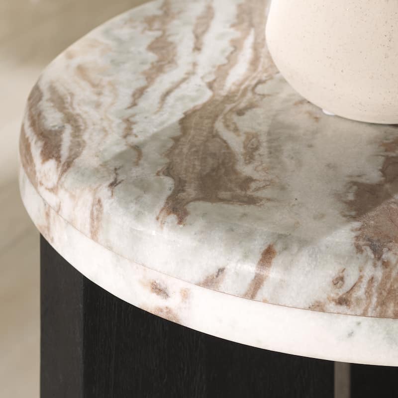 SAFAVIEH Couture Malkin Rd Marble Accent Table - 18Wx18Dx20H - Brown/Black
