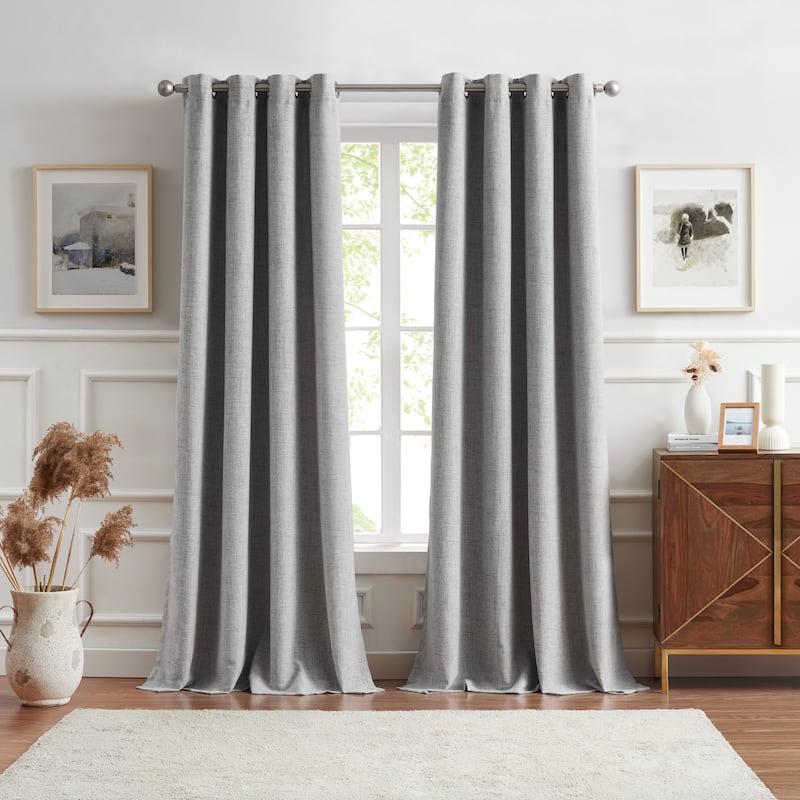 G.H. Bass & Co. Terrain Curtain Panel Pair - 84 Inches - Grey