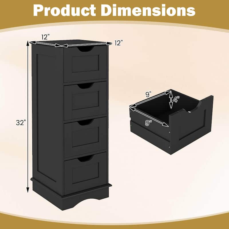 Costway Bathroom Storage Cabinet with 4 Drawers Cut-out Handles - See Details