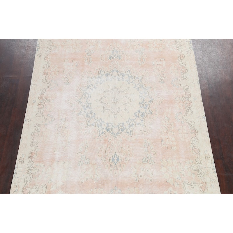 Muted Floral Kerman Persian Area Rug Wool Handmade Dining Room Carpet - 6'6" x 9'1"