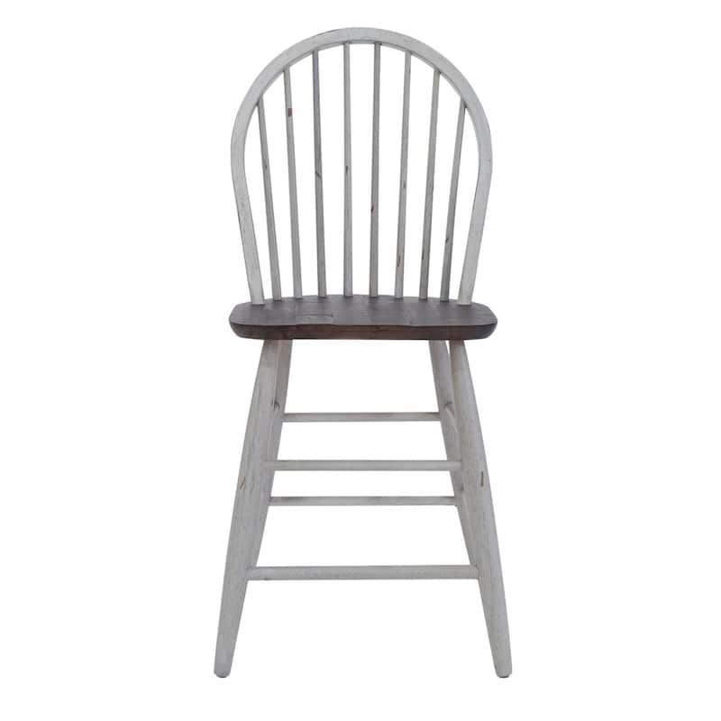 Farmhouse Two Tone White Windsor Back Counter Chair- Set of 2