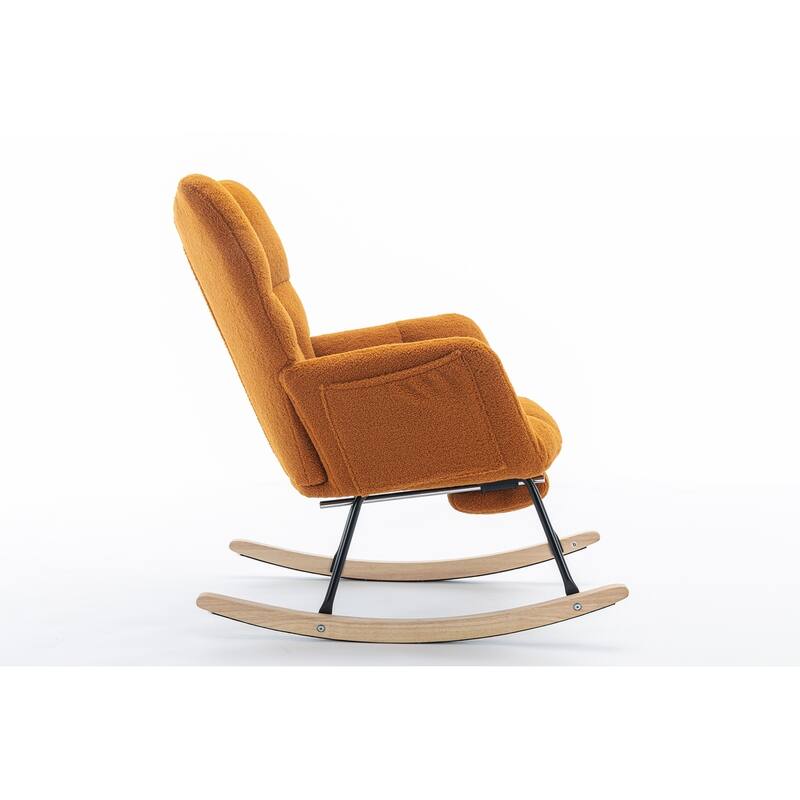 Fabric Rocking Chair With Adjustable Footrest