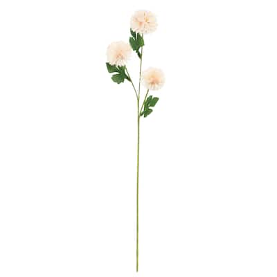 Set of 6 Peach Artificial Pom Pom Mum Flower Stem Spray 26in - 26" L x 10" W x 5" DP