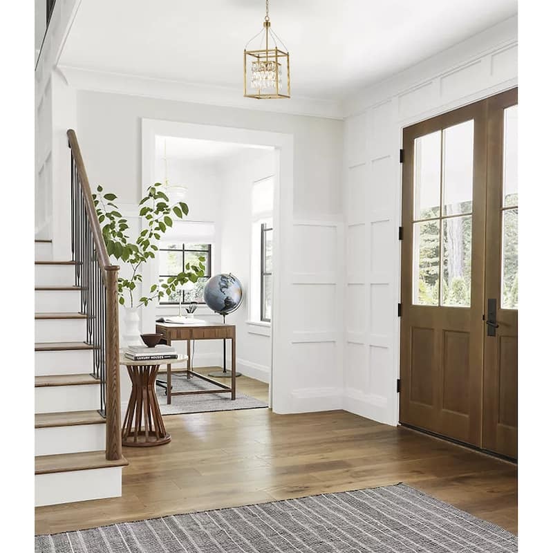 4-Light Antique Brass Cage Chandelier With Clear Crystals