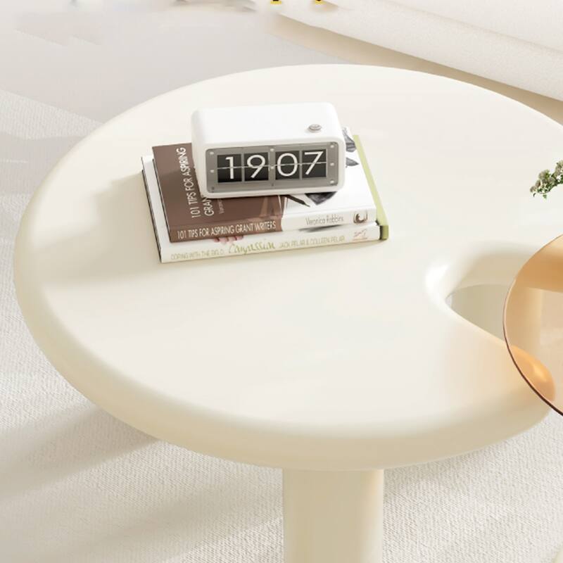 50.4" MDF 2-Piece Coffee Table with White Round Tops and Safety Rounded Edges