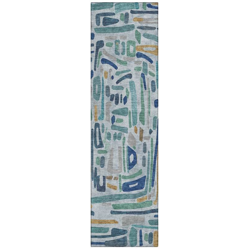 Machine Washable Indoor/ Outdoor Global Geo Chantille Rug