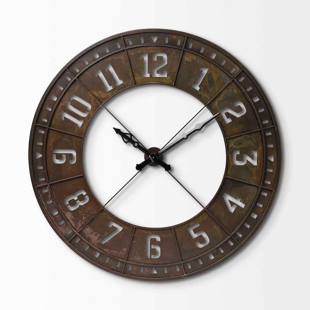 56.5" Round XL Industrial styleWall Clock Equipped with a Quartz Movement - 56.5" x 3.5"