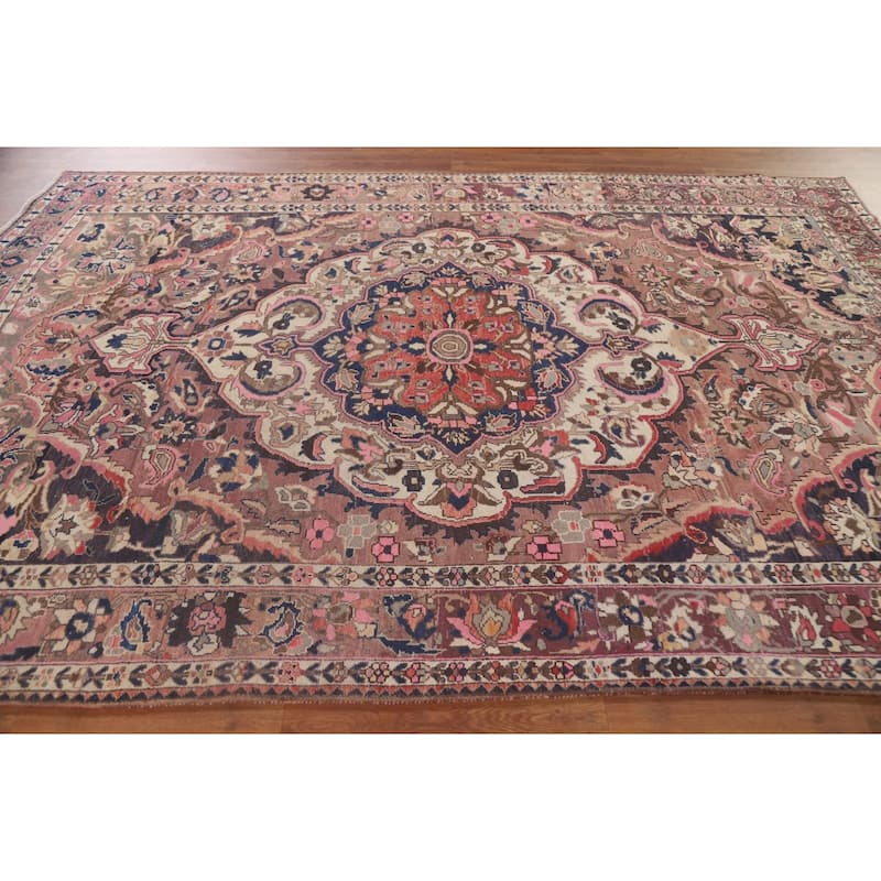 Geometric Bakhtiari Persian Vintage Area Rug Hand-knotted Wool Carpet - 6'8" x 10'0"