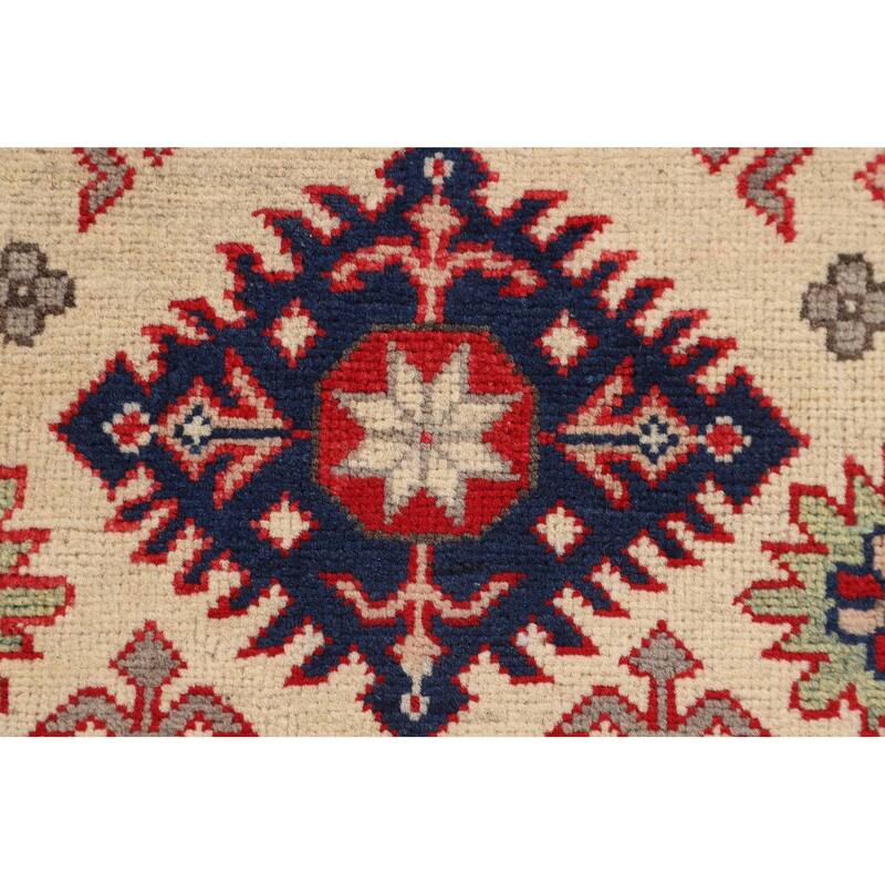 Traditional Beige Kazak Foyer Rug Hand-Knotted Wool Carpet - 2'8" x 3'11"