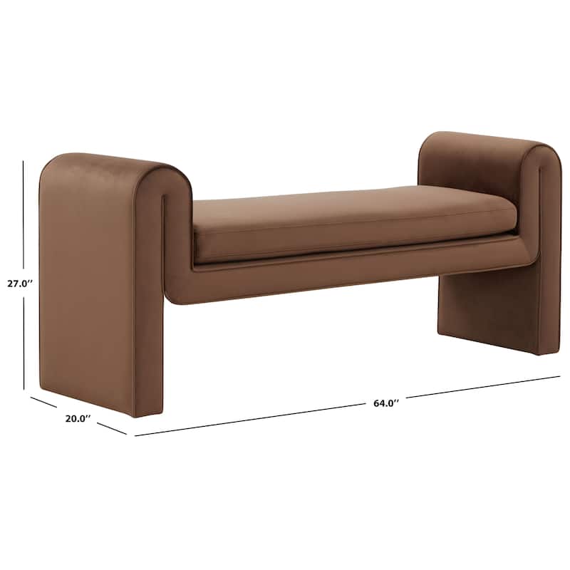 SAFAVIEH Couture Garth Velvet Bench - 64Wx20Dx27H - Dark Brown