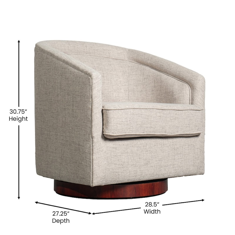 Barrel Accent Chair with 360° Swivel Vinyl Wrapped Base