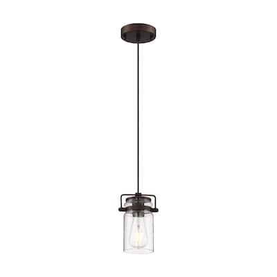 Antebellum 1-Light Mini Pendant Fixture Mahogany Bronze Finish with Clear Glass - N/A