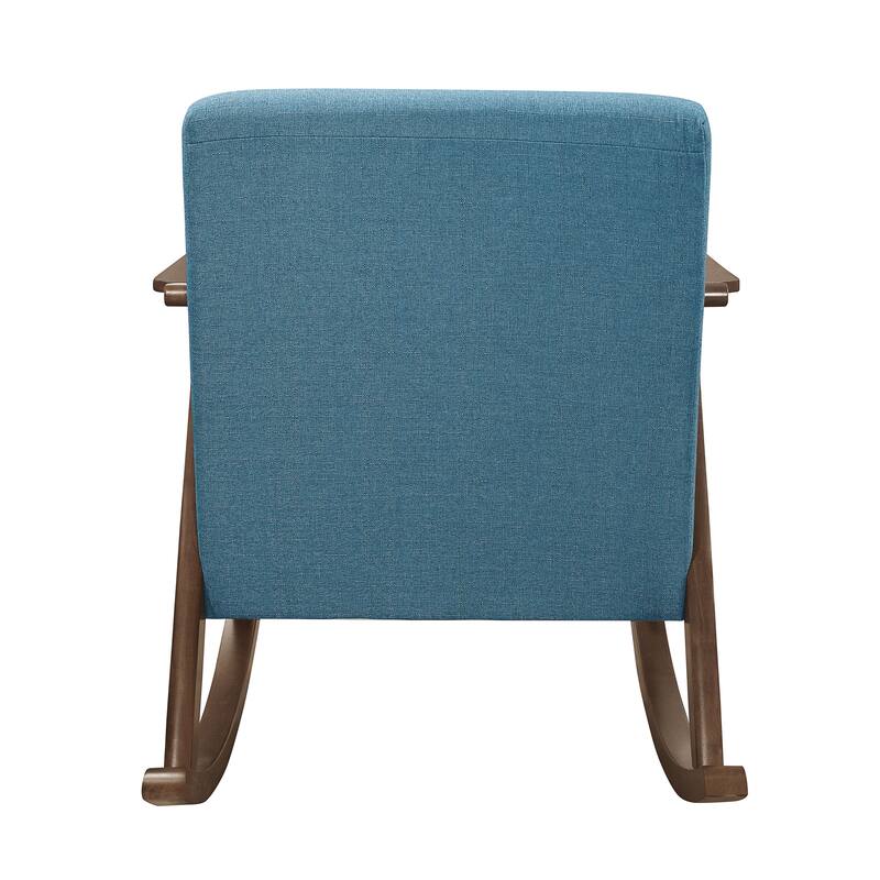 Rocking Chair Upholstery Button Tufted Solid Wood Furniture - Blue