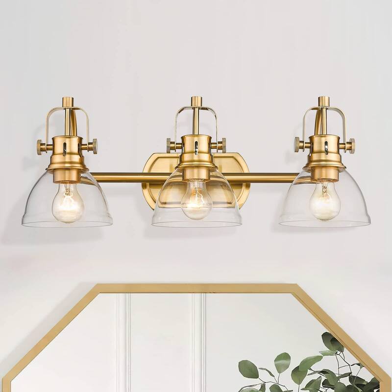 3-Light 4-Light Industrial Bathroom Vanity Light with Clear Glass