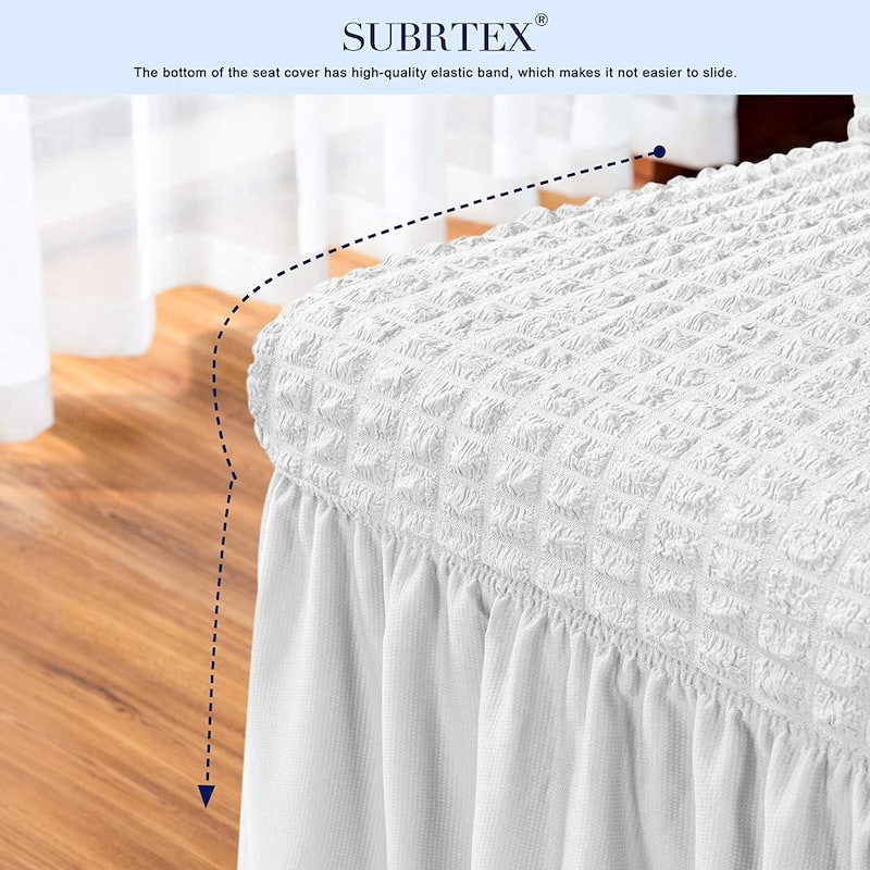 Subrtex Set-of-2 Stretch Dining Chair Cover Ruffle Skirt Slipcovers