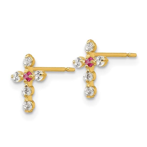 14K Yellow Gold Madi K Childrens 6 MM CZ Cross Post Stud Earrings 14K Yellow Gold Madi K Childrens 6 MM CZ Cross Post Stud Earrings