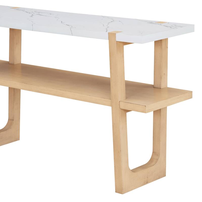 Elegant Console Table with Marble-Effect Top and Versatile Storage Solutions for Entryway and Living Room