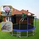 preview thumbnail 2 of 19, 15 ft. Round Outdoor Trampoline with Safety Enclosure Net