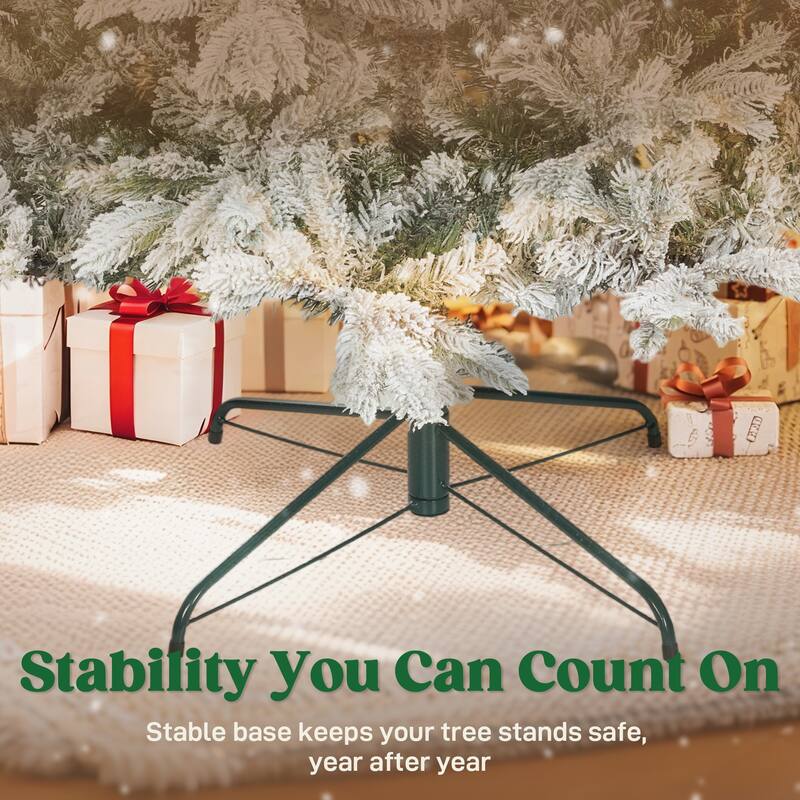 HOMCOM 9 ft Artificial Frosted Christmas Tree with Realistic Branches, Wide Full Spruce Holiday Decor, Hinged Xmas Tree