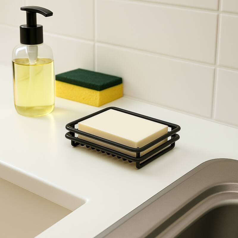 Creative Home Black Powder Coated Metal Wire Soap Dish