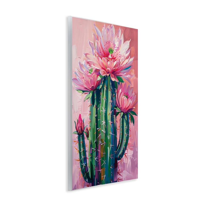 Stupell Pink Blossomed Cactus Wall Plaque Art Design By LSR Design Studio