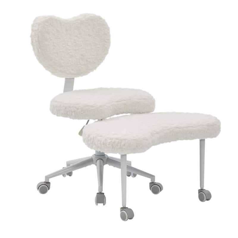 Anmytek Cross Legged Chair with Wheels,Criss Cross Desk Chair with Lumbar Support and Adjustable Stool