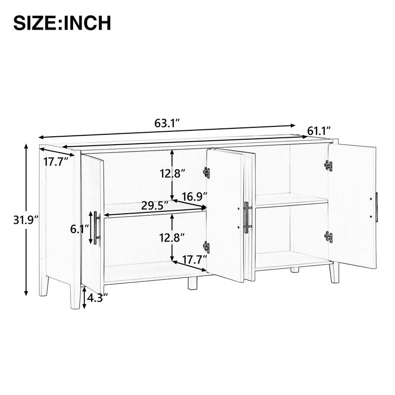 Accent Storage Cabinet Sideboard Wooden Cabinet with Metal Handles for Hallway