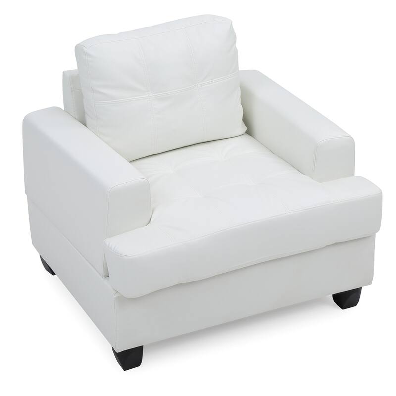 Tufted Upholstered Accent Chair - 38" - White and Black
