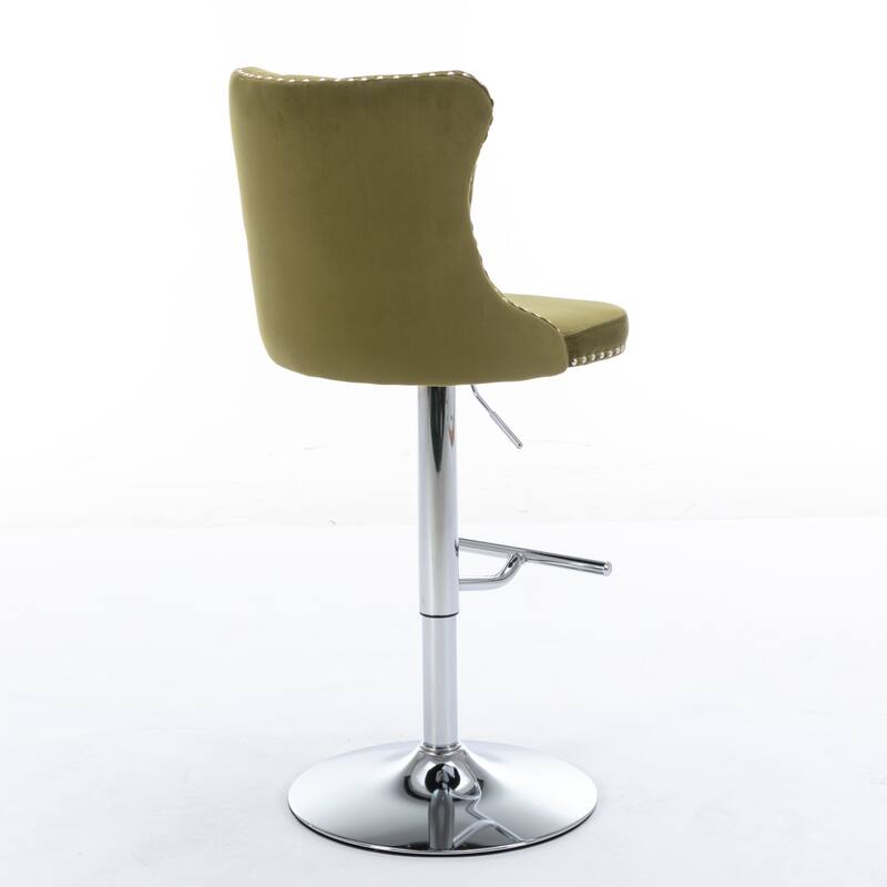 Counter Height Swivel Barstools Adjustable Upholstered Bar Chairs Set of 2