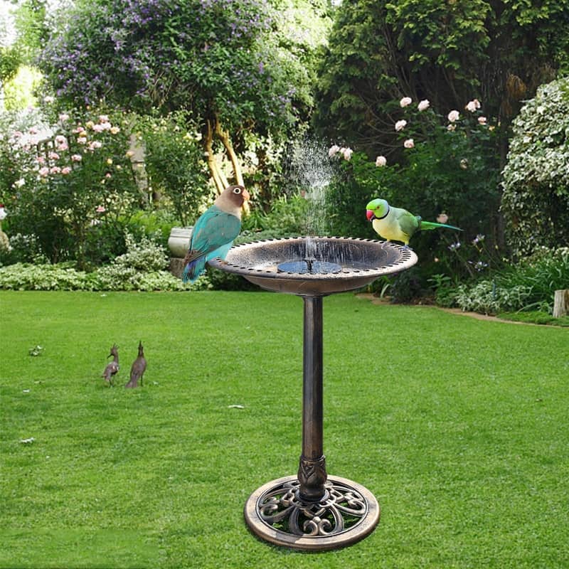 Resin Bird Bath with Small Solar Fountain